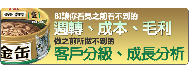 BI讓你看見之前看不到的週轉、成本、毛利；做之前所做不到的客戶分級、成長分析